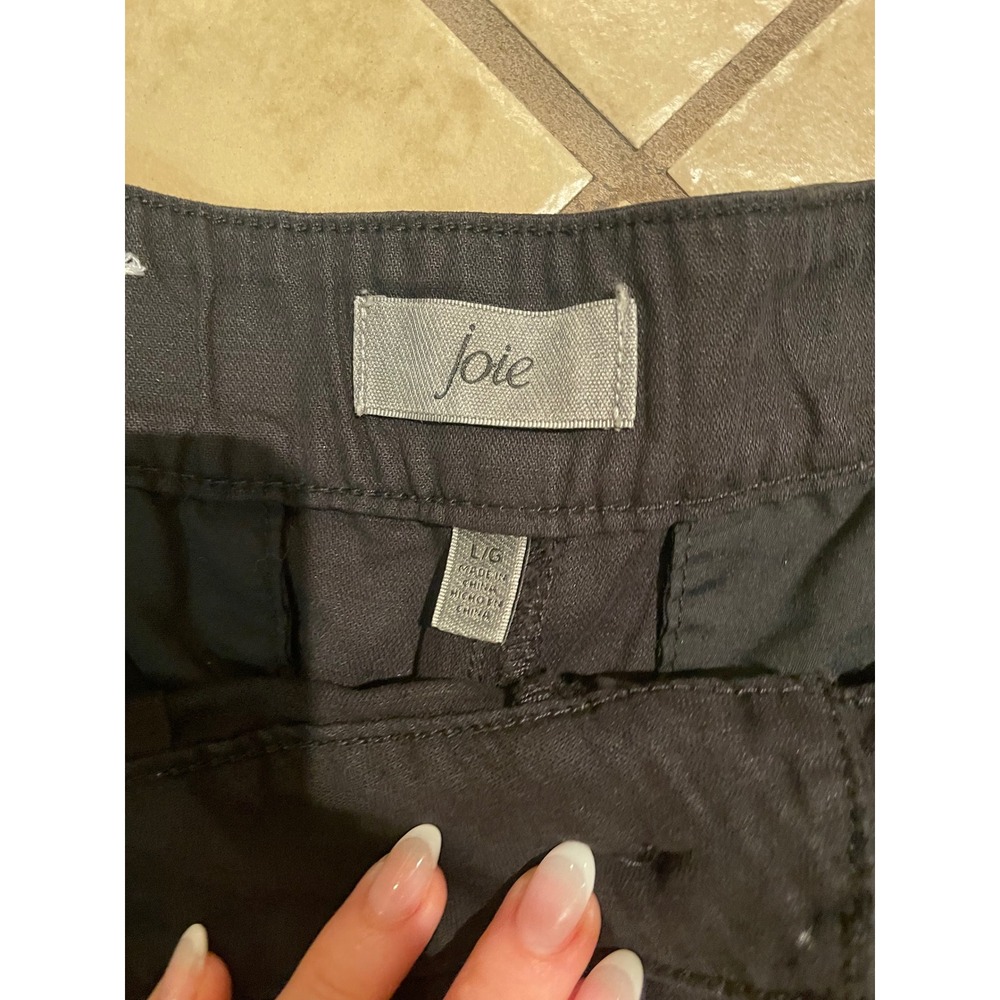 Joie Womens Black Cotton Linen Blend Pleated Shorts Size Large Elastic Back - Picture 2 of 4